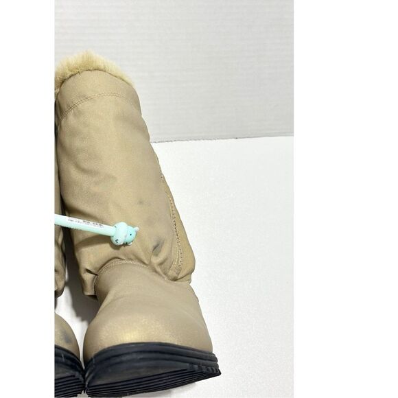 AJ Valenci Icicle Round Toe Mid Calf High Faux Fur Collar Zip Winter Boots Tan 7 - Picture 15 of 16